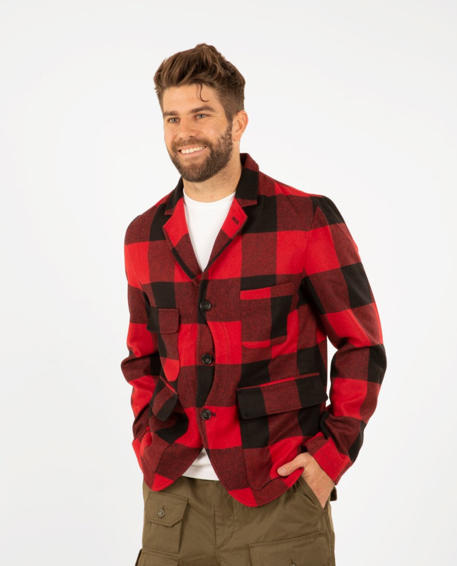 Men WOOLRICH | Upland Check Blazer Red Buffalo