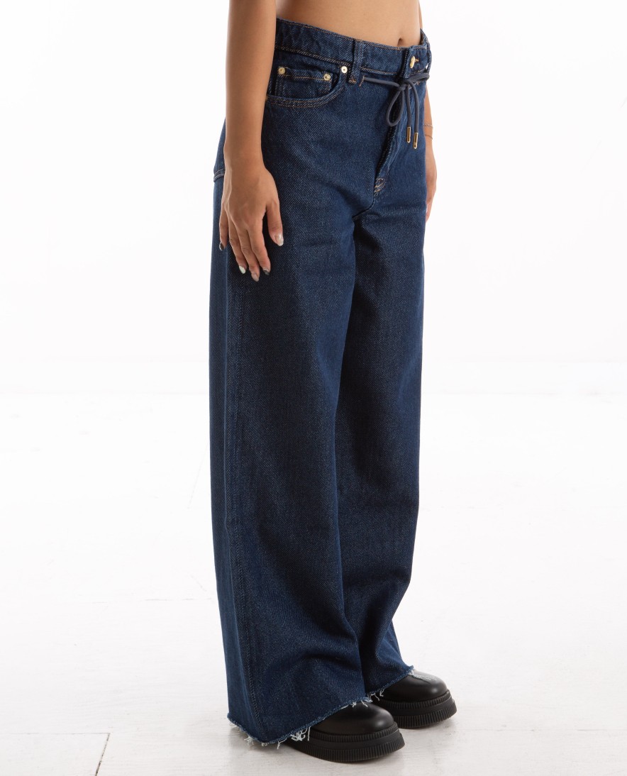 Men GANNI | Heavy Denim Wide Drawstring Jeans