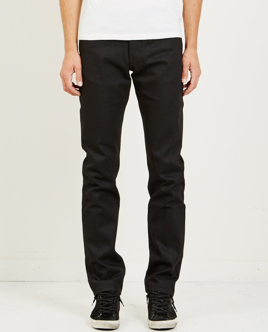 Men NAKED & FAMOUS | Weird Guy Solid Black Selvedge Jean