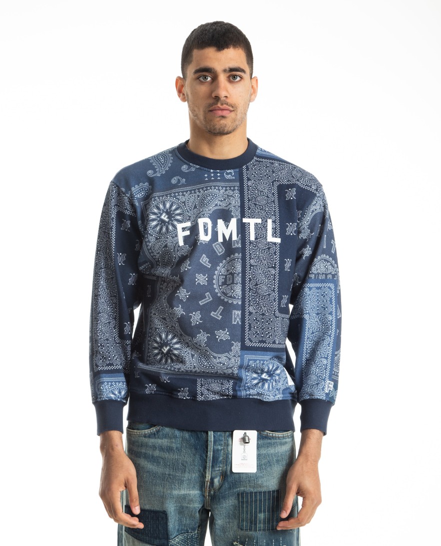 Men FDMTL | Printed Patchwork Sweatshirt Navy