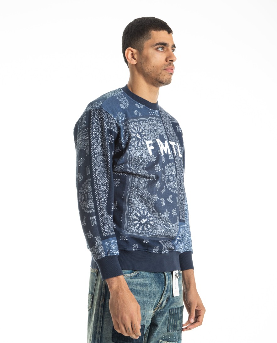 Men FDMTL | Printed Patchwork Sweatshirt Navy