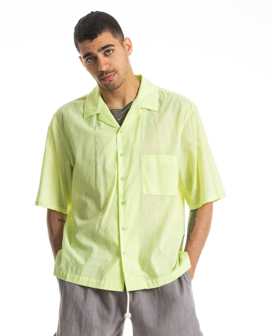 Men S.K. MANOR HILL | Aloha Shirt Lime Translucent