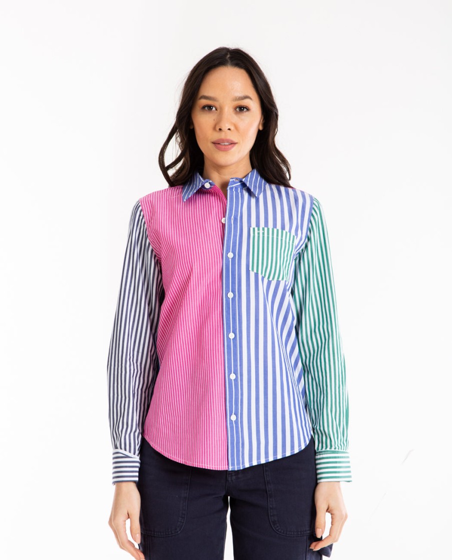 Men ALEX MILL | Wyatt Shirt In Mixed Stripe